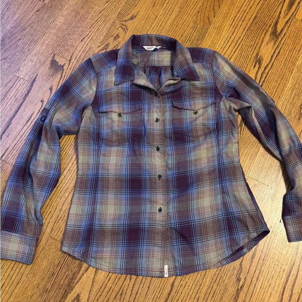 Woolrich Womens Plaid Button Down Shirt Purple Blue Long Sleeve Size‎ S 2462